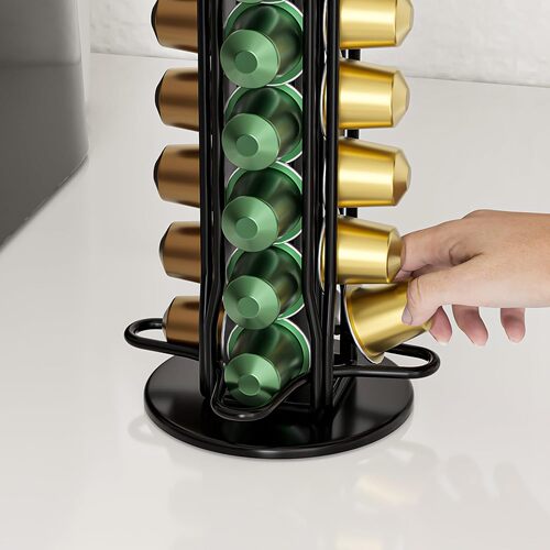 Cross-border coffee capsule shelf tea room capsule storage shelf 360-degree rotating display rack high-capacity metal display stand