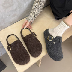 厚底毛毛拖鞋女外穿加绒勃肯鞋女鞋2025秋冬新款保暖包头半拖棉拖