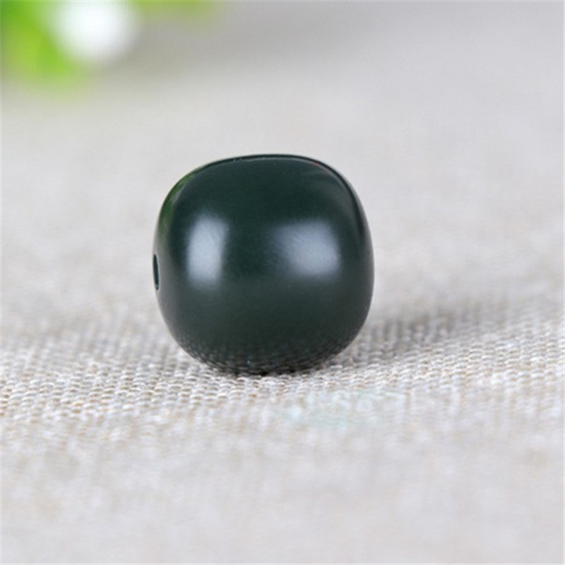 Single DIY Drum Bead Buddhist Rosary Bracelet Accessory with Hetian Jade, Fine Light Green Jade Old Style Beads, Bulk