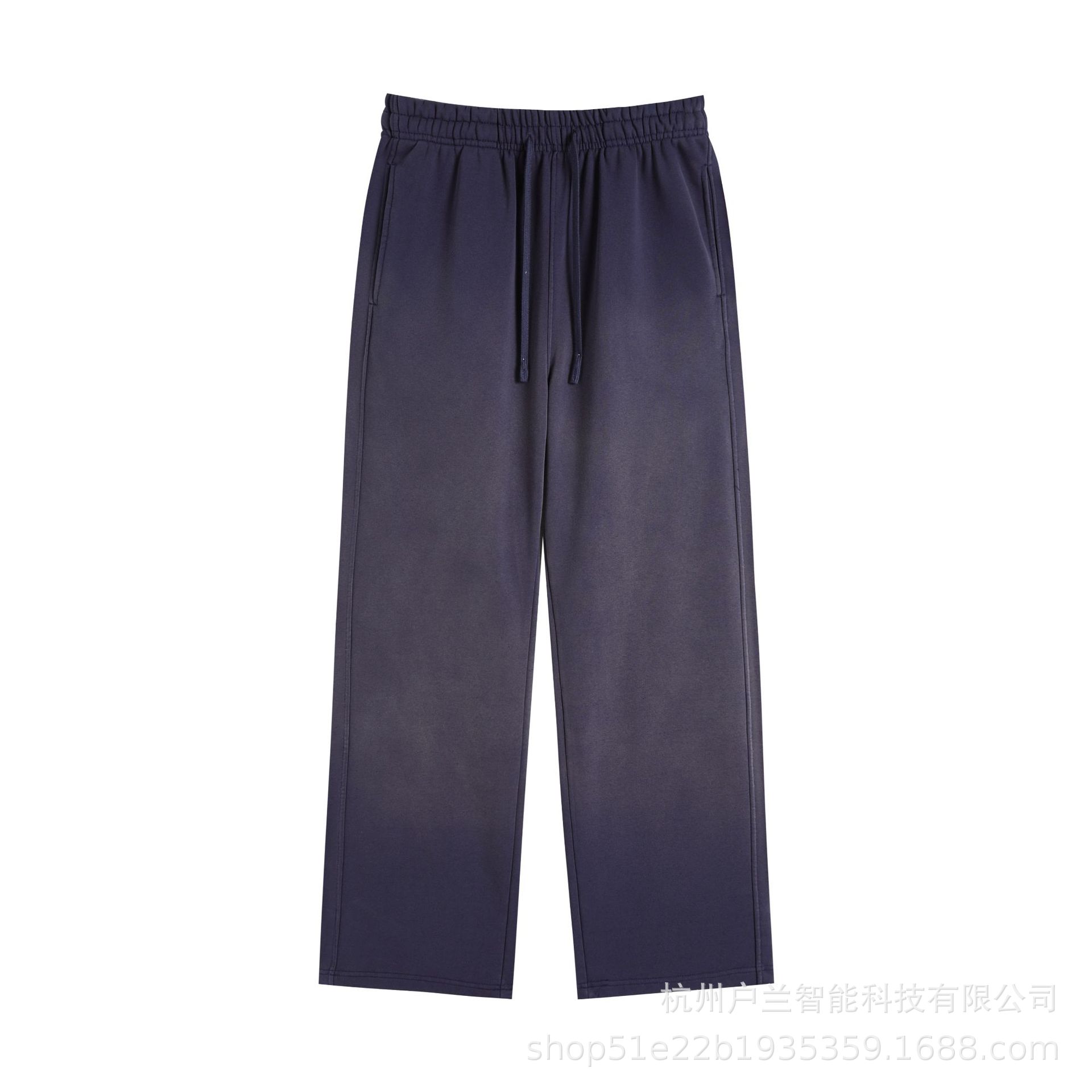 400g brushed distressed gradient sweatpants navy blue