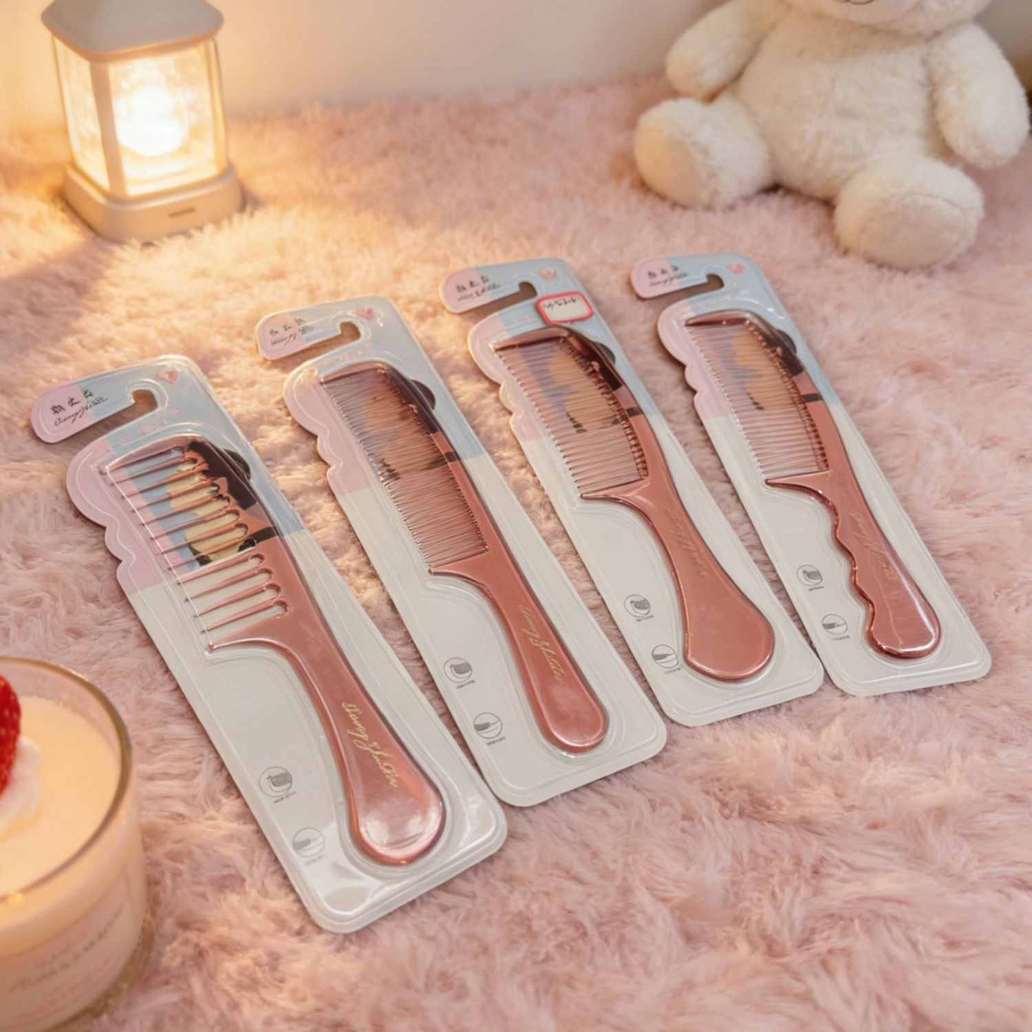 Pink Translucent Plastic Hair Comb for Smoothing and Styling Straight Hair, Large Bangs Comb with Fine and Wide Teeth