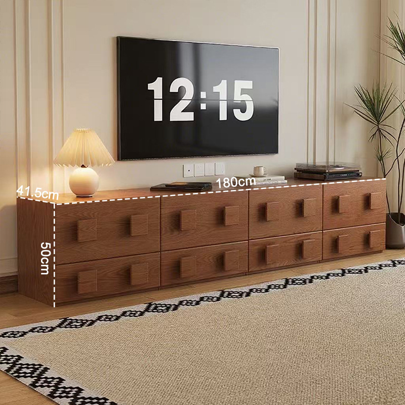 【Cajonera Doble Extraíble de Cuatro Cajones】Mueble de TV Modular Vintage Nogal de 180 cm 【Paneles Engrosados y Endurecidos de 15 mm】