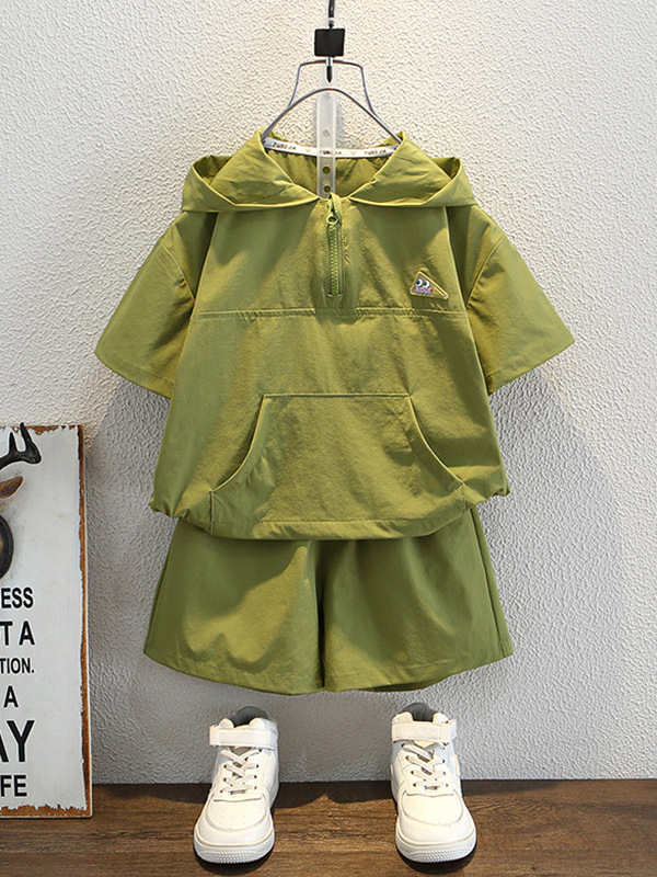 7935 traje de manga corta de verano para niños 2025 nuevo estilo para niños estilo occidental de moda verano delgado traje de dos piezas para niños bebé