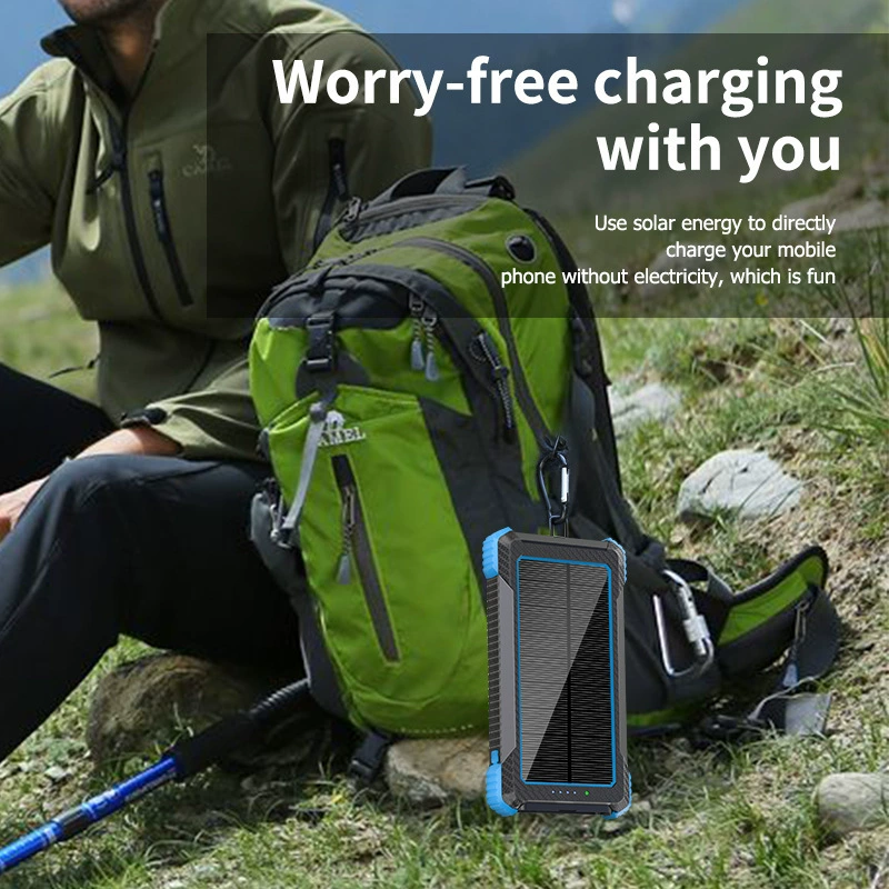 Новый беспроводной солнечный power bank 20000 мАч большой емкости, портативный power bank для кемпинга на открытом воздухе с логотипом