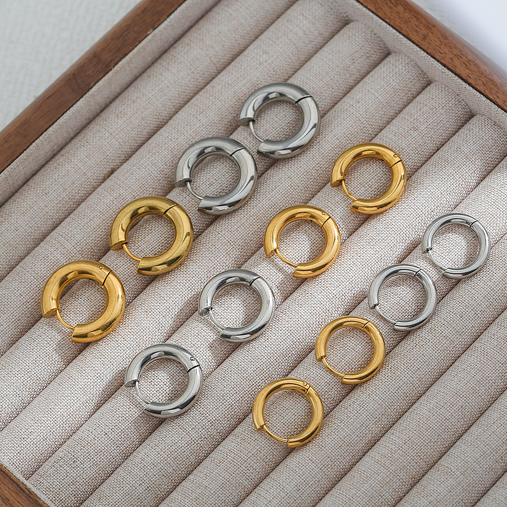 Geometric Pattern Unisex Gender 1 Pair Simple Style Geometric Plating 304 Stainless Steel Stainless Steel Earrings