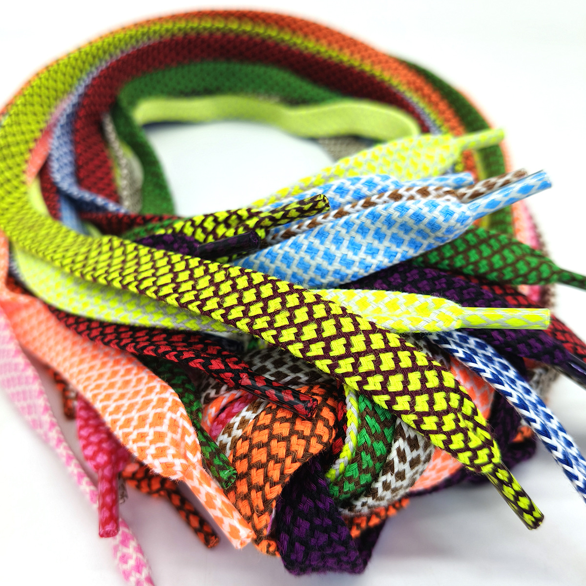 48 colores 10mm poliéster algodón bicolor zebra doble cordón plano cordón de rosca de color ajuste zapatos de lona casuales