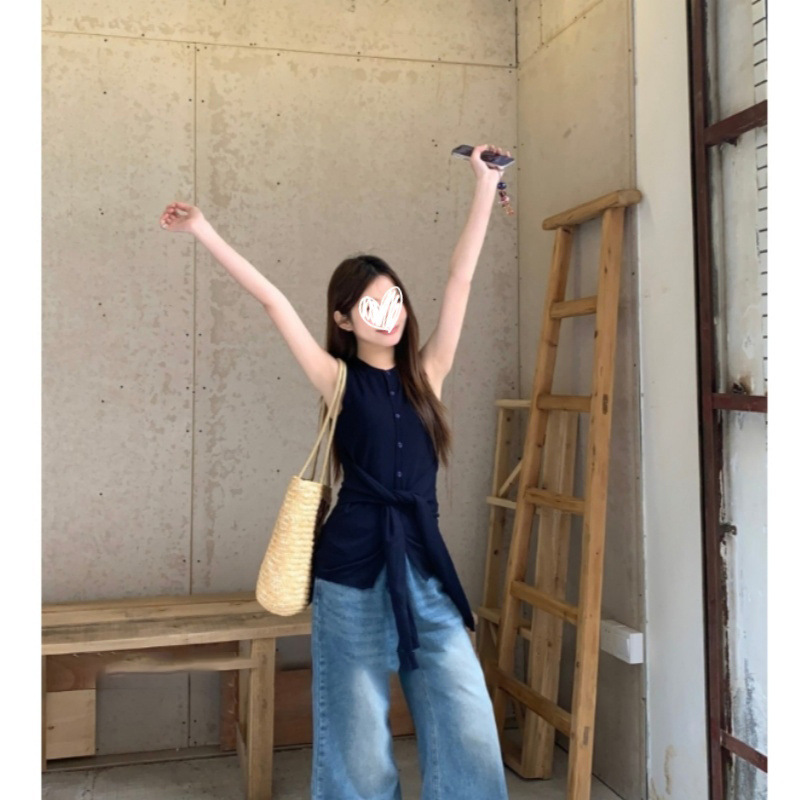 アメリカンホットガールノースリーブキャミソールレディース春夏スリムフィットデザインニッチストラップボトムシックトップ|undefined