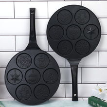 七孔圣诞系列图案煎锅卡通家用平底不粘锅煎鸡蛋汉堡机蛋饺模具锅