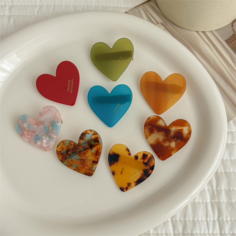 10g Weight Hair Clip Hair Accessories Type 1 Piece Quantity Daily Occasion Acetic acid sheets Material Heart Shape Pattern All Seasons Season Women's Gender Cute, Simple Style Style Cute Simple Style Women's Heart Shape Acetic Acid Sheets Hair Clip 2