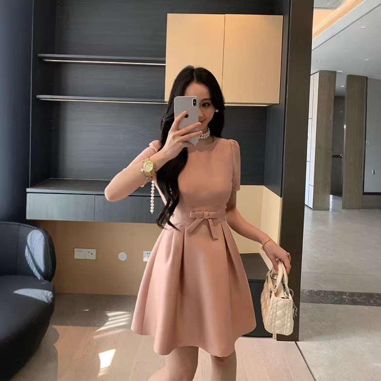 French-Style Dress for Women, High-End, Elegant, Rich Girl Style, Light Formal Dress, Pink Princess Dress, Waist-Cinching Birthday Dress