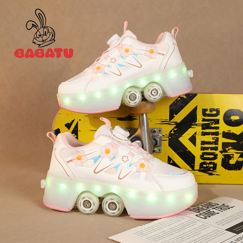 Baba Rabbit's New Model Student Roller Shoes with Four Wheels, Suitable for Boys and Girls, Children's Multifunctional Shoes with Detachable Wheels Baba Rabbit's New Model Student Roller Shoes with Four Wheels, Suitable for Boys and Girls, Children's Multifunctional Shoes with Detachable Wheels