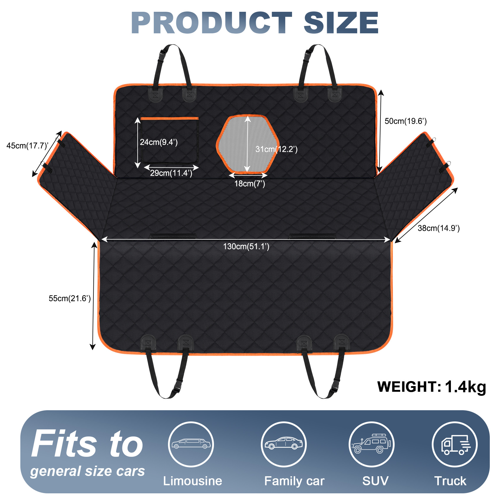 Impermeable para mascotas estera del coche cuatro estaciones universal mascota estera del coche sólido asiento trasero tronco coche control central nido