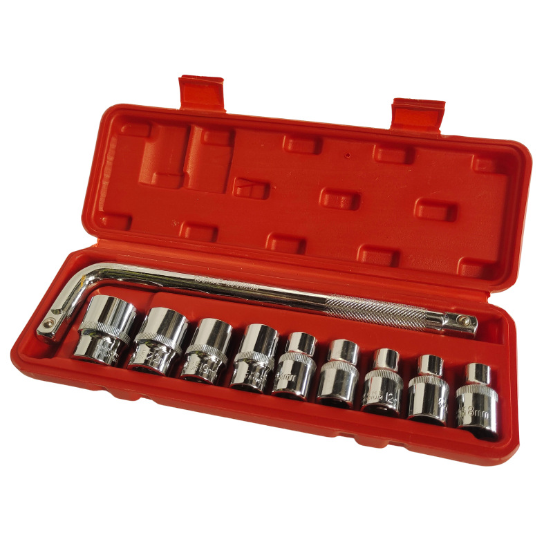 供应10件套弯杆8-24套筒组套蓝带汽保机修组套工具远鸿五金工具