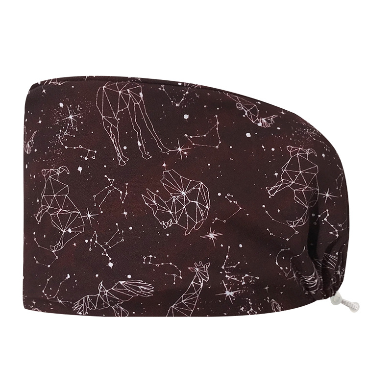 Sombrero de algodón estampado, bonito sombrero de enfermera, dientes, electrocardiograma, herramienta médica, patrón, sombrero de trabajo, sombrero Baotou, exportación
