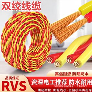 National Standard RVS Flower Wire Charging Wire Lighting Wire Lamp Cap Flexible Wire Twisted Pair 2 Core Wire Fire Line Extension Wire