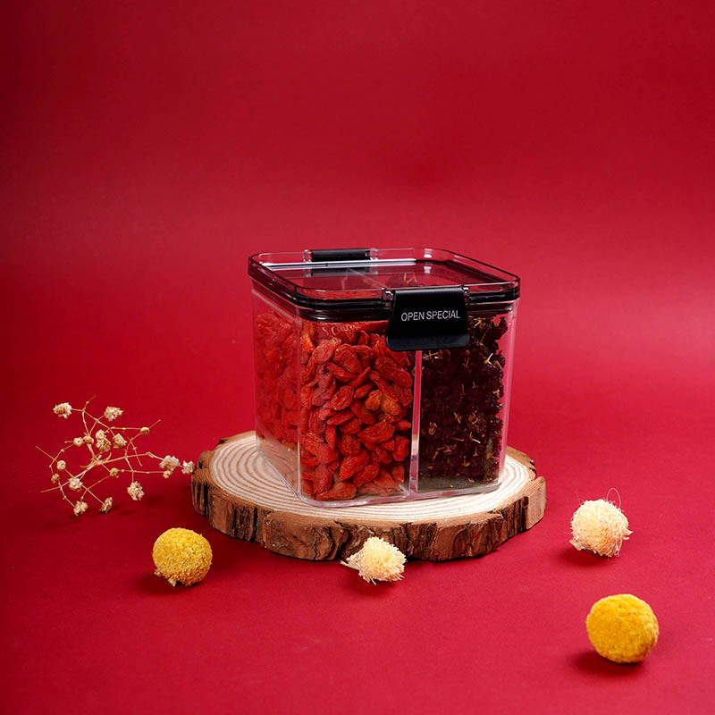 Tanque de almacenamiento de cocina de plástico cuadrado sellado tanque de granos a prueba de humedad frutas secas bocadillos caja de almacenamiento transparente