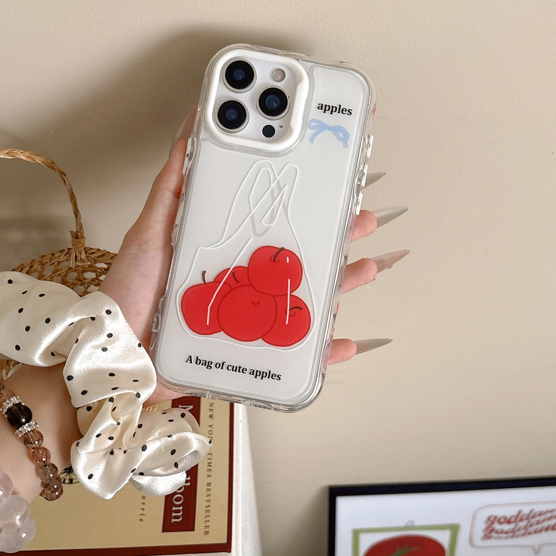 Bolso de línea simple Apple rojo para iPhone15/16 Apple 16Pro funda para teléfono móvil 14ProMax femenino 13