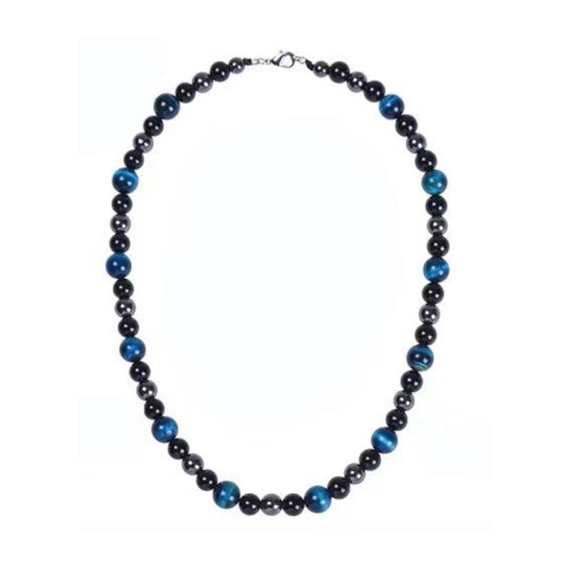 Collar de triple protección de piedra ojo de tigre, hematita y obsidiana, el más vendido de Amazon, collar retro para hombre image 5