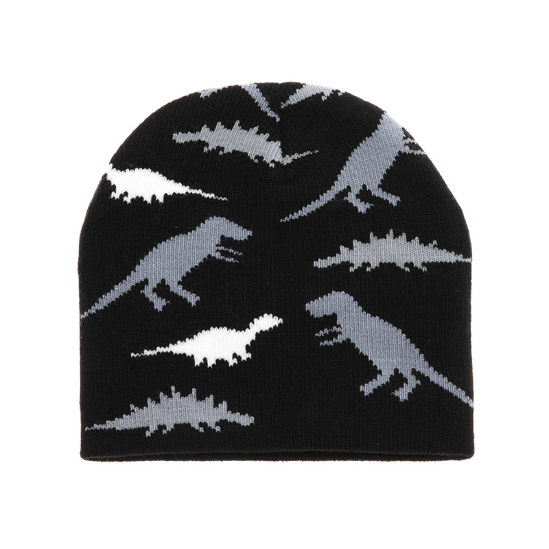Dinosaur Pattern Winter, Autumn Season Boy's Cute Dinosaur Jacquard Wool Cap