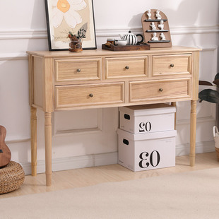 Entryway Cabinet, Solid Wood American-Style Storage Cabinet, Foyer Cabinet, Bedroom Living Room Wall-Mounted Chest of Drawers, Small Cabinet Table J&
