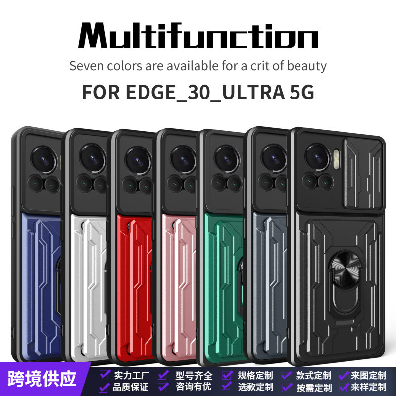 Suitable for Motog53 Mobile Phone Case Edge30Lite Card Holder Ring Buckle Bracket G22 Protective Cover Anti-Fall Full Cover