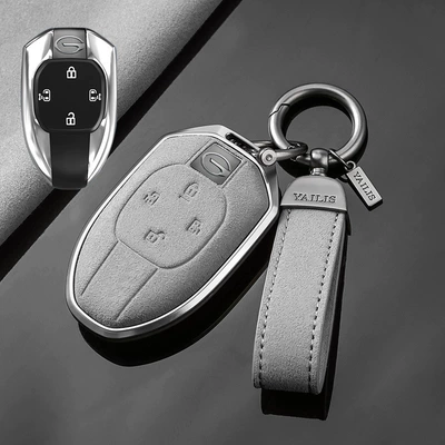 Case Buckle – Car key bag - trumpchi-c-four-key-tarnish-aluminum-alloy-light-gray-suede-hand-rope-buckle