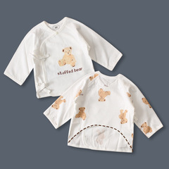 Newborn 100% Cotton Half Back Bodysuit for 0-3 Month Babies, All Cotton Skeletonless Belt Monastery Style Outfit for Newborns, Spring and Summer Thin