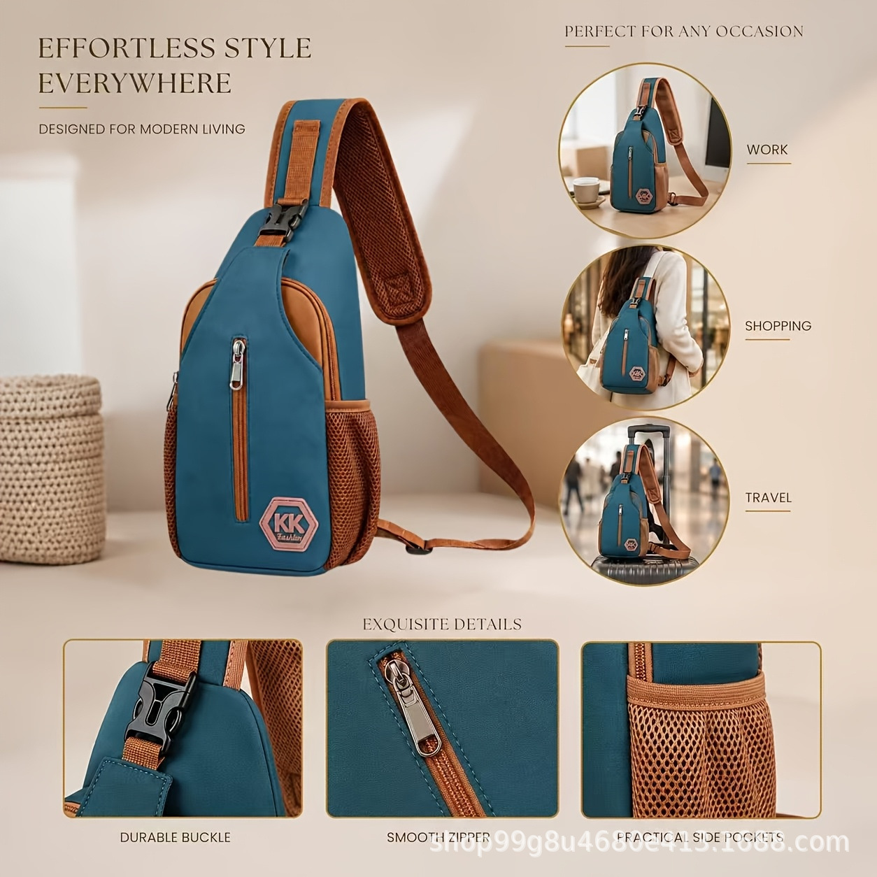 Cross-Border Men's and Women's Outdoor Crossbody Bag, Shoulder Bag, Portable Waist Bag, Hiking Casual Chest Bag, Black
