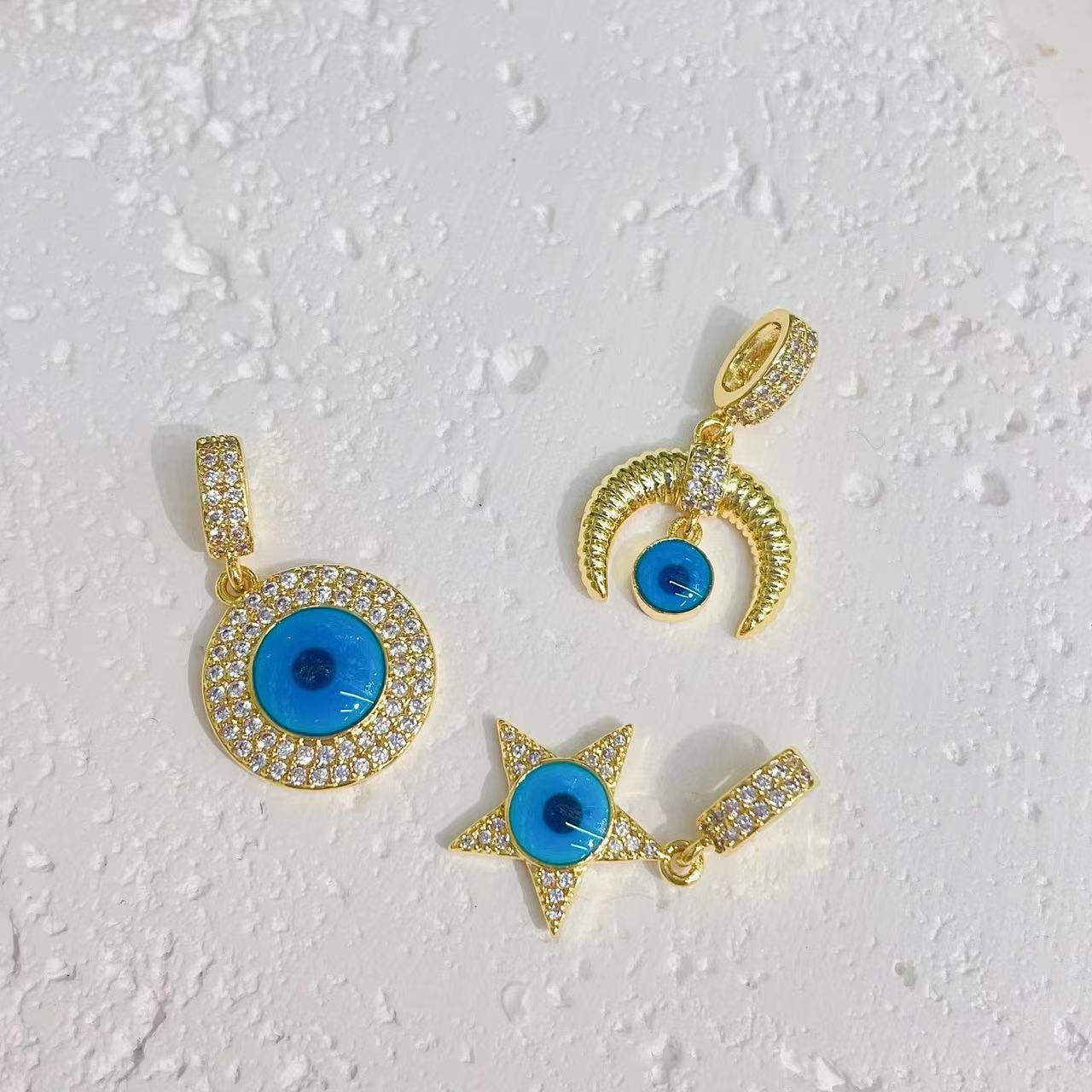 Fashion Star Moon Eye Titanium Steel Copper Plating Inlay Zircon Pendant Necklace 1 Piece