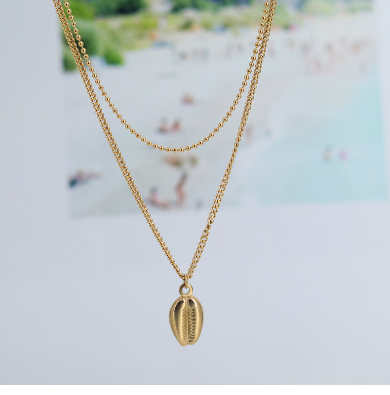 Fashion Shell Titanium Steel Plating Layered Necklaces 1 Piece