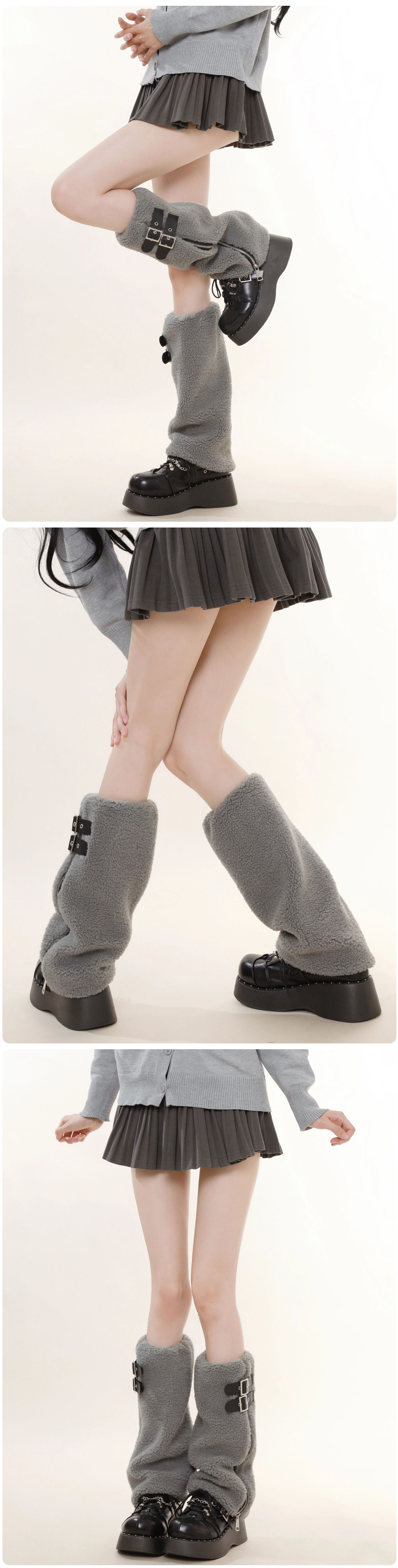 Scaldamuscoli fatti in casa per autunno e inverno, nuovi calzini beige e velluto ispessiti, cintura in lana d'agnello, caldi calzini in pile di vitello_voghion.com