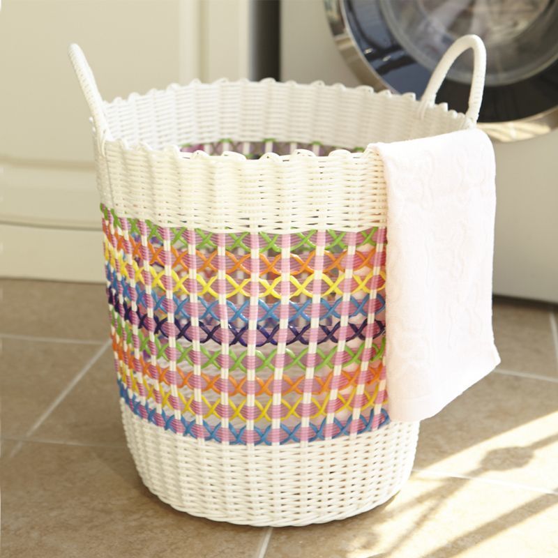 Hollow Dirty Clothes Basket Storage Basket Cute High-Looking Dirty Clothes Basket Household Soft Plastic Pipe Woven Dirty Clothes Basket Source