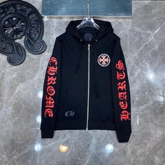 24SS CH赤い十字サンスクリット文字花腕馬蹄フード付きコートカップル用クロスボーダー専用