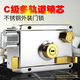 C级叶片不锈钢防盗锁老式外装门锁大门家用安全锁子防撬通用型