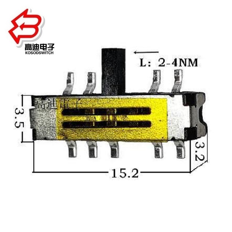 侧贴拨动开关4位  侧拨贴片式滑动开关4档 4位侧贴波动开关10脚