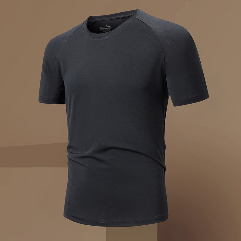 Travel solid color sports quick dry summer silk short sleeve T-shirt…