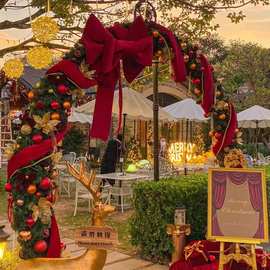 圣诞节装饰藤条拱门花环路引场景布置户外庭院酒店酒吧布置道具猫