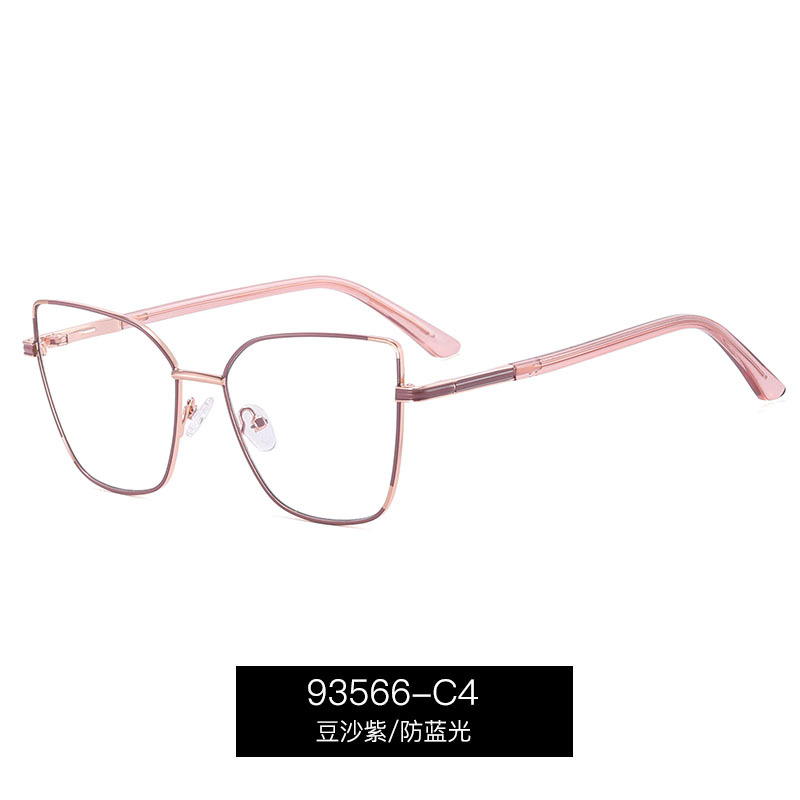 93566 nuevo espejo plano de metal anti-azul de comercio exterior, espejo óptico femenino de tendencia, fábrica de gafas al por mayor