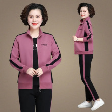 2024新款妈妈装中老年休闲运动服套装女春秋季大码立领卫衣两件套