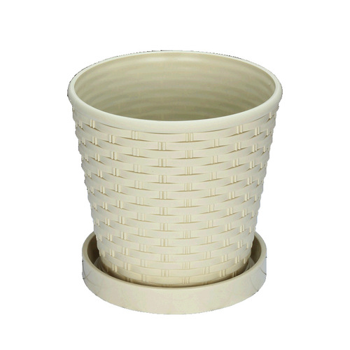 Thickened bamboo flower pot, indoor round pothos succulent resin plastic pot with tray factory direct sale