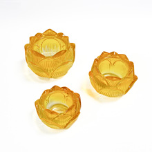 莲花玻璃蜡烛烛台酥油灯供灯灯座佛堂庙堂平底台面摆件家居装饰件