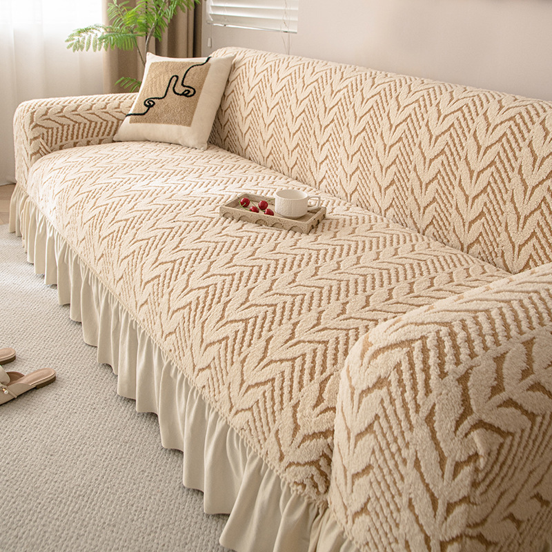 Sofá cubierta de follas en la falda - khaki