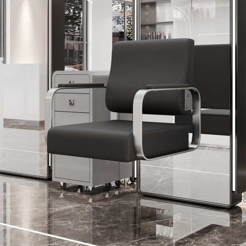 블랙 가죽 심플 실버 팔걸이 상부 시트 [베이스와 발 제외]