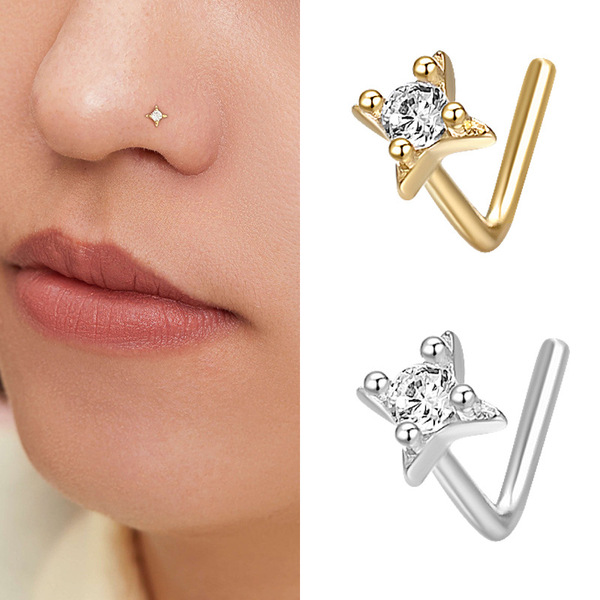 nose piercing with zircon