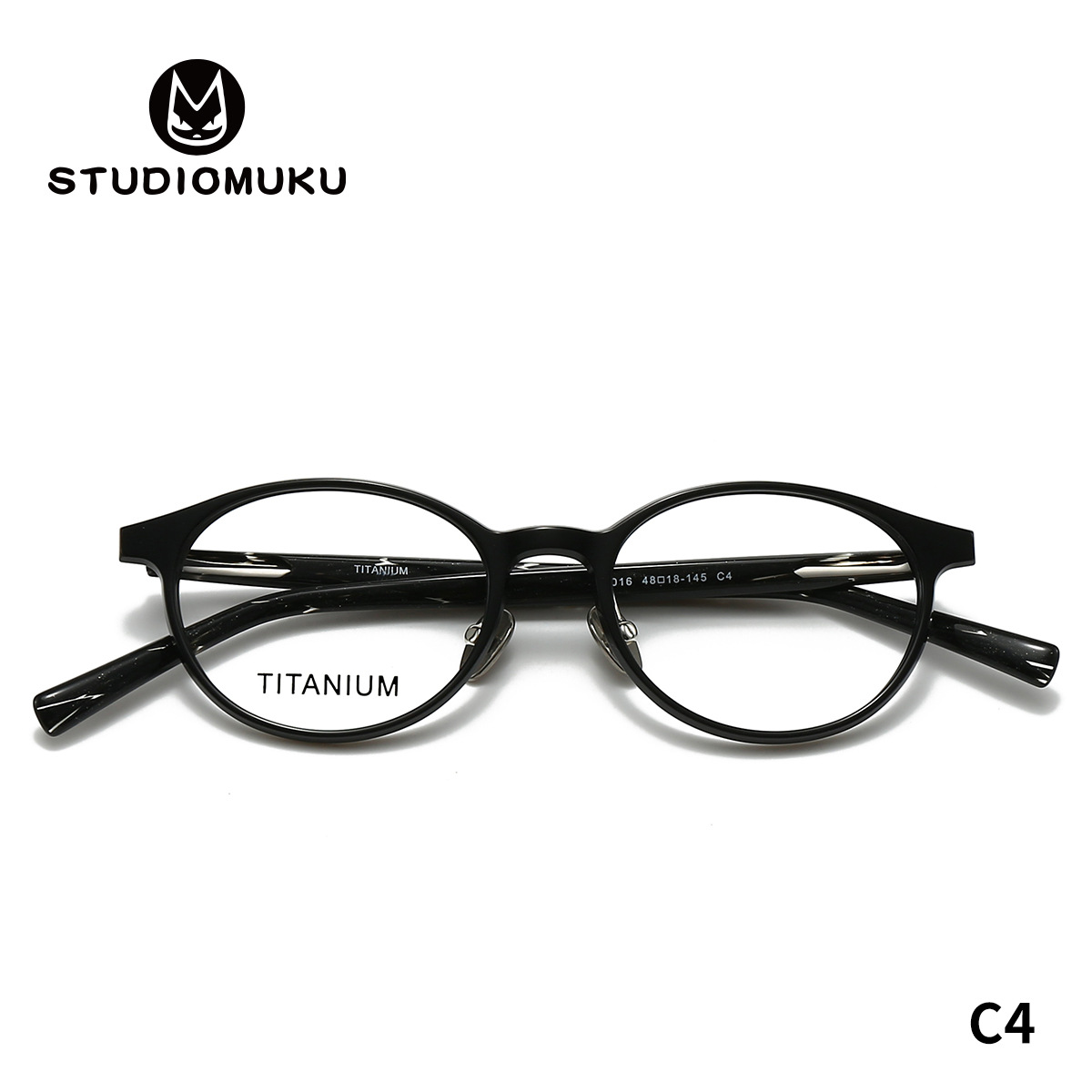 STUDIOMUKU gafas de madera frescas con marcos ovales minimalistas y no simples, marcos gruesos de titanio puro