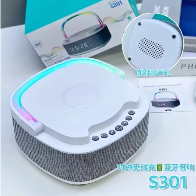 S301LEDディスプレイ携帯無線充電bluetoothスマートスピーカー目覚まし時計付きタイミング|undefined