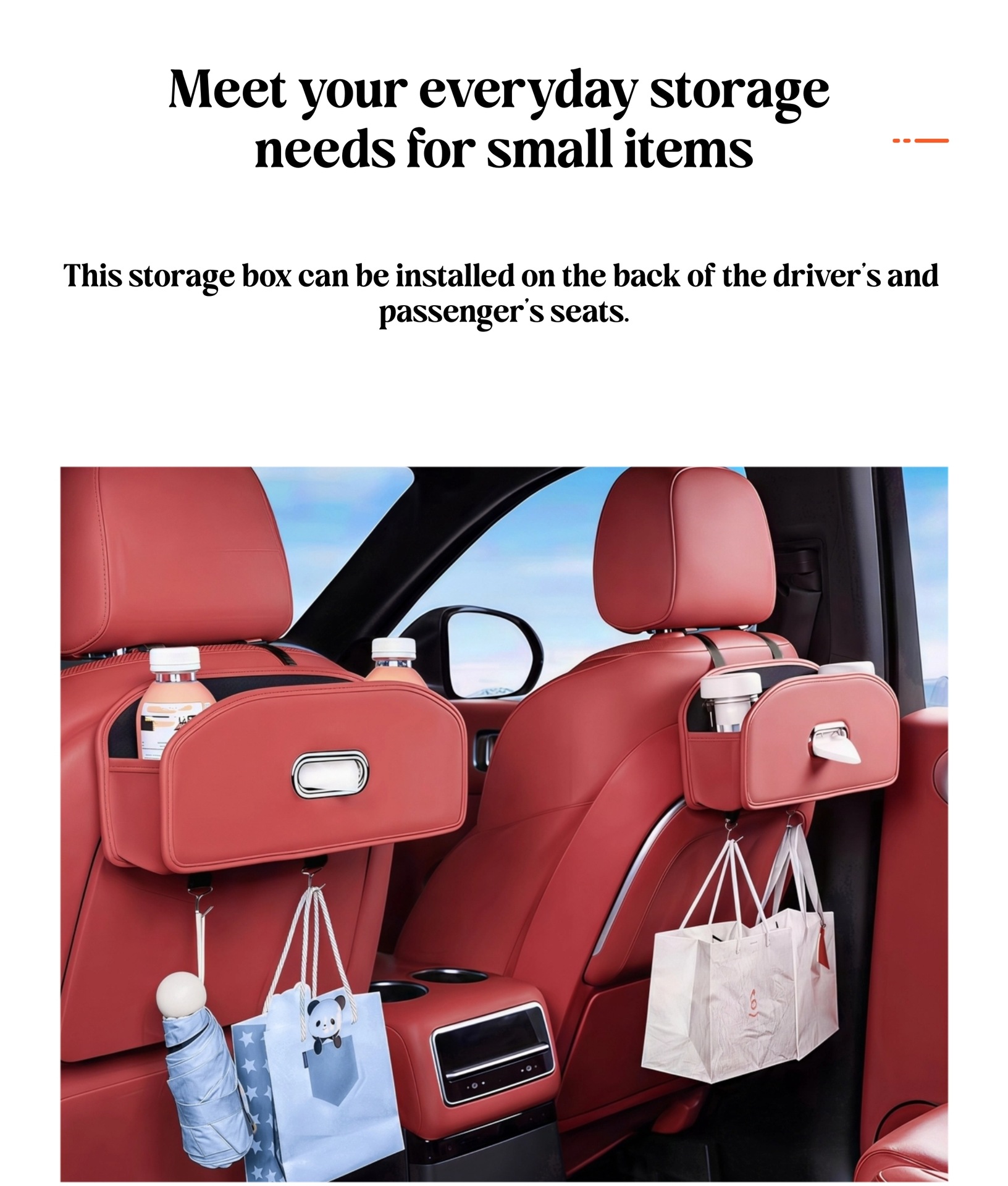 Car Seat Back Storage Box, Hanging Bag, Tissue Box, Cup Holder, Hook, Storage Box, Seat Back Organizer