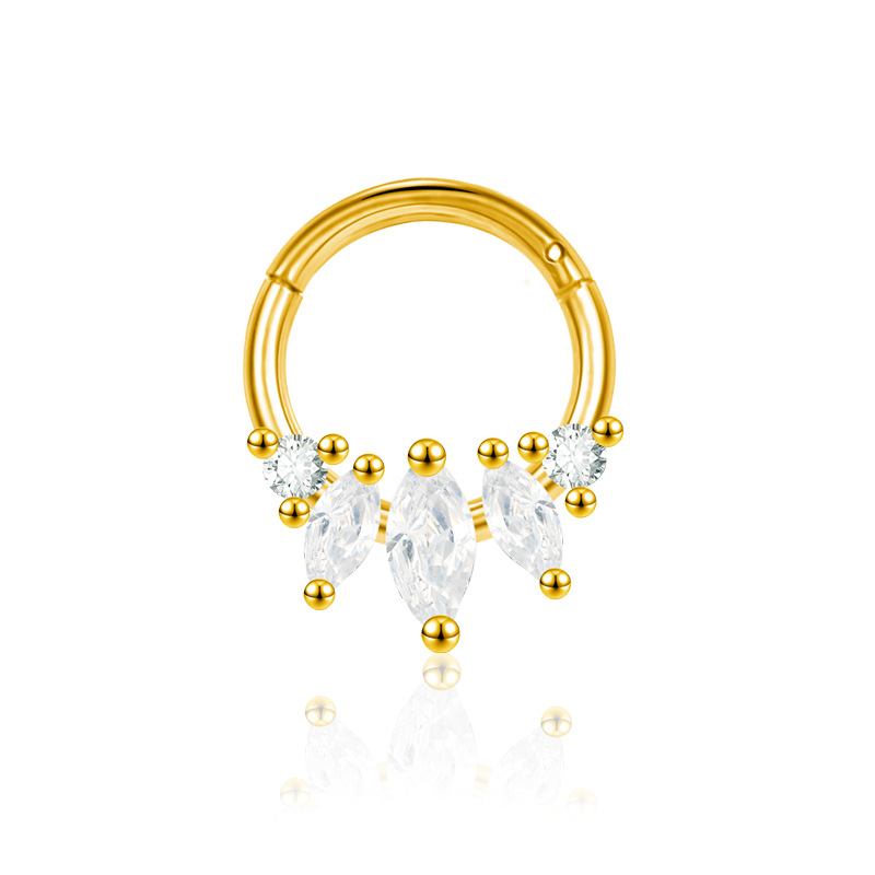 2023 New Hot Sale Zircon Nose Decoration Women's Stainless Steel Diamond Nose Ring Elegant Fashion Spinning Ring Universal Ring detail image 7