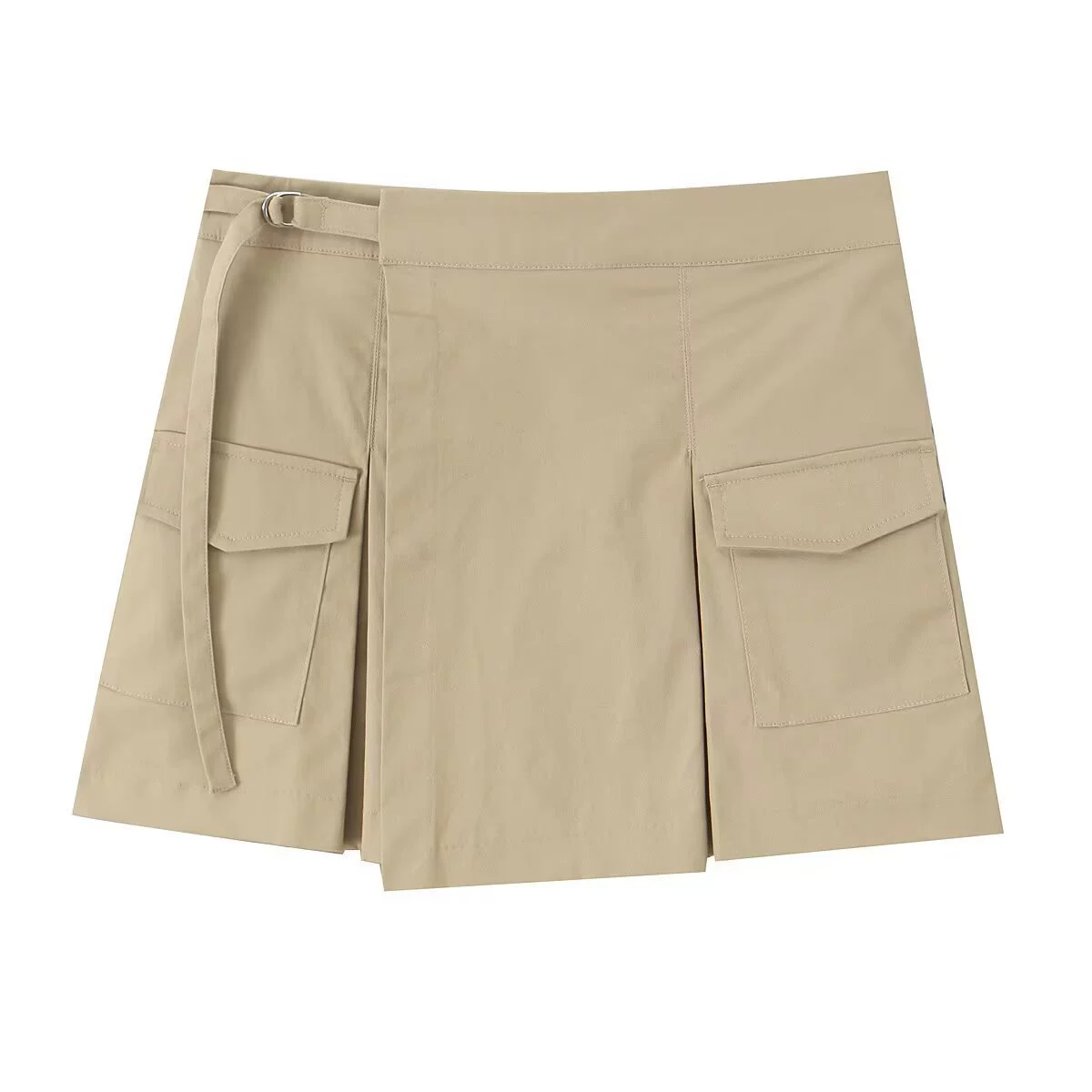 Женская одежда для внешней торговли 2025 лето европейская и американская уличная мода с поясом, брюки с двойными карманами, плиссированные карго-кюлоты для женщин D56239