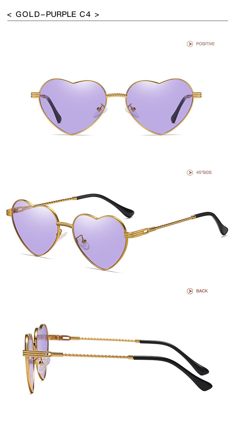 55g Weight Full Frame Glasses Structure Sunglasses Classification Basic Heart Shape Ac UV400 Protection Special-Shaped Mirror Full Frame Women's Sunglasses